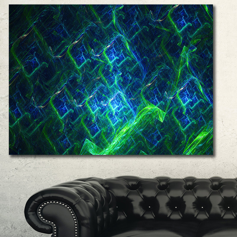 « green blue electric lightning », impression sur toile tendue, H 8 po x l 12 po x P 1 po