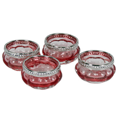 4 Piece Glass Tabletop Tealight Holder Set