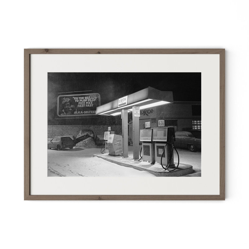 Blizzard Of 1978 Print by Barbara Alper, W 32" x H 24", Rustic Walnut