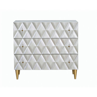 Metallic Silver and Champagne 3-Drawer Console Cabinet