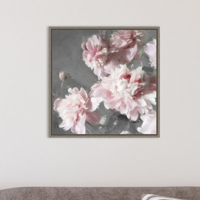 Reproduction d’art sur toile, "Pink pivoines on Gray II" par Shawna Sullivan