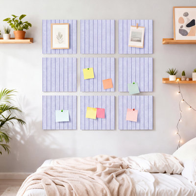 Paquet de 15 babillards modulaires en feutre, tuiles 11,8 x 11,8 po avec 30 punaises pour affichage mural de photos de bureau à domicile, mauve