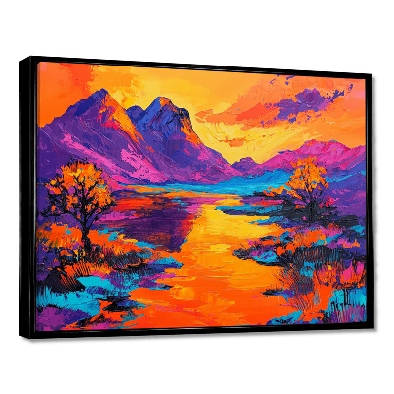 «Vibrant Lake In African Landscape I», reproduction d'art murale paysage africain, H 12 po x l 20 po, Noir