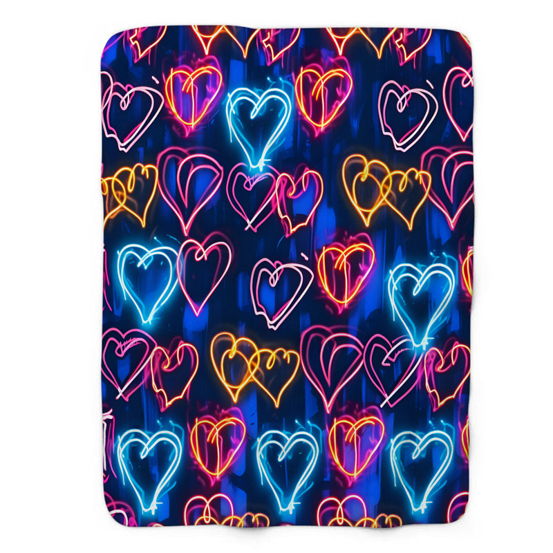 Graffiti Heartburst - 1 Piece Premium Sherpa Blank Throw Blanket, Queen