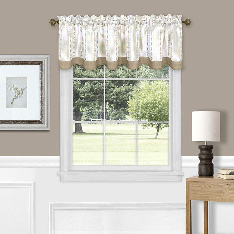 Rideau de cuisine rayé festonné 58 ", l 58 po x L 24 po, Taupe