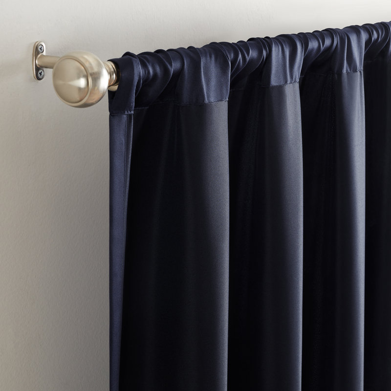 Midnight Polyester Room-Darkening Rod Pocket Curtain Panel