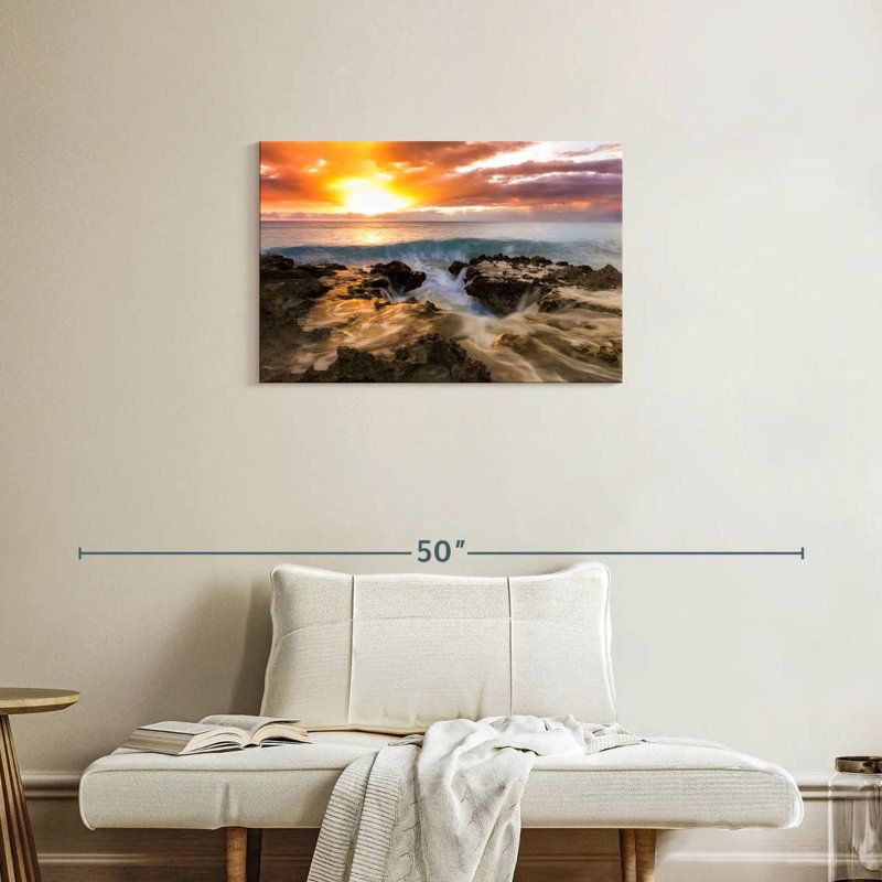 Gillard Beach au coucher du soleil, H 20 po x l 30 po