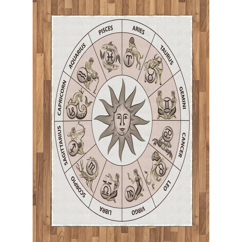 Astrology High Density Long Fiber Poly Threads Decorative Area Rug Carpet, Rectangle 4' x 5'8"