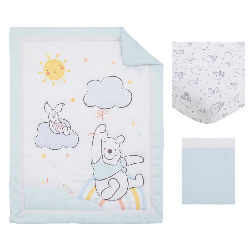 Ensemble de literie pour lit de bébé 3 pièces Nojo Disney Winnie l'ourson Hello Sunshine