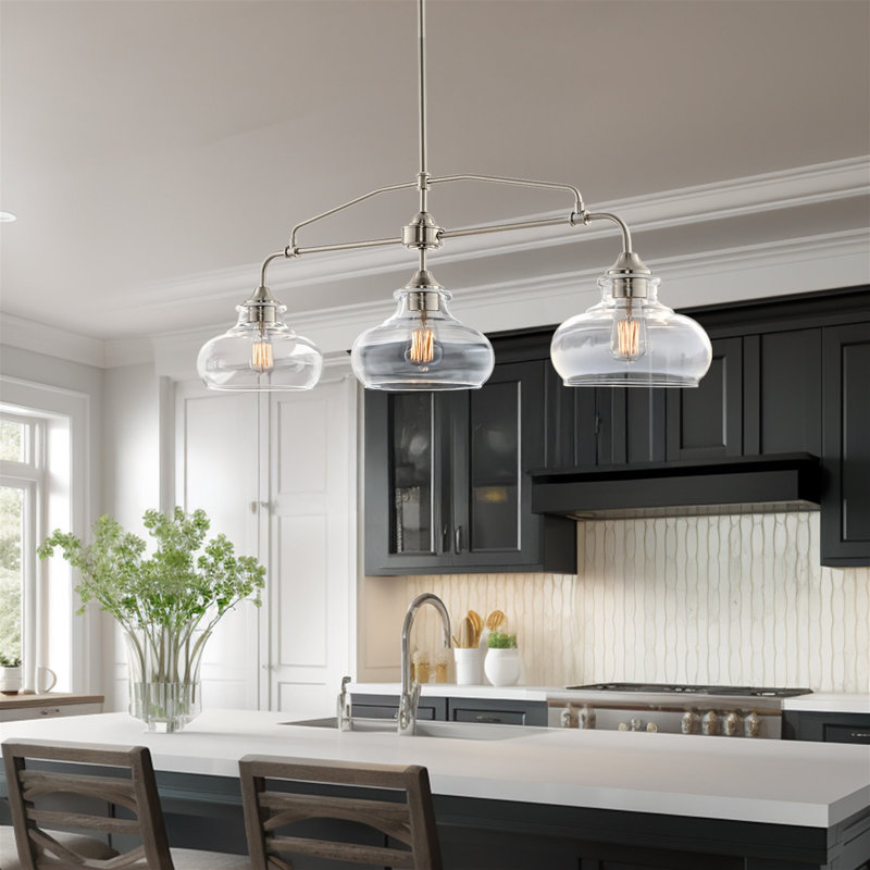 Luminaire suspendu pour îlot de cuisine à 3 lumières Fultonham