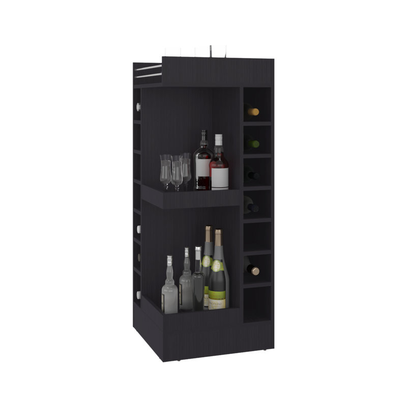 Bar Lamer avec porte-bouteilles et tablette ouverte, Kronos Wengue