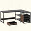 Bureau d'ordinateur en L avec tiroirs et tablettes de rangement, poste de travail de coin réversible, bureau d'écriture pour bureau à domicile avec classeurs-577256477