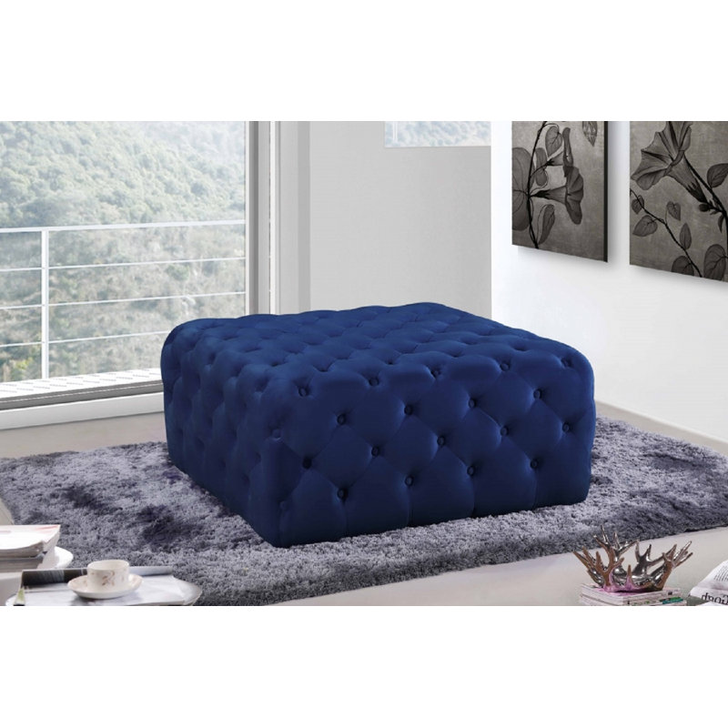 Crompton 83cm Wide Tufted Square Ottoman, Blue