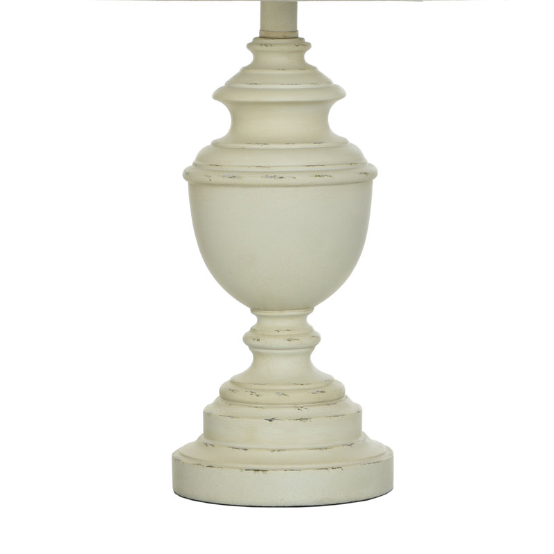 Distressed Cream Polyresin Table Lamp with Fabric Shade, 24" Height