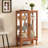 2 Doors Curio Cabinet With Lighted Interior, Tempered Glass Doors, Mirrored Back, Adjustable Shelves, Oak Color For Living Area Elegant - Back Built-In Home-121115141