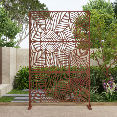 Pacifa Series 6 ft. H x 4 ft. W Metal Privacy Screen With Flowleaf Pattern by UIXE