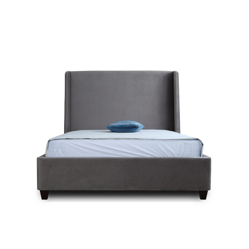 Parlay Velvet Upholstered Low Profile Platform Bed in Portobello, Queen, Portobello