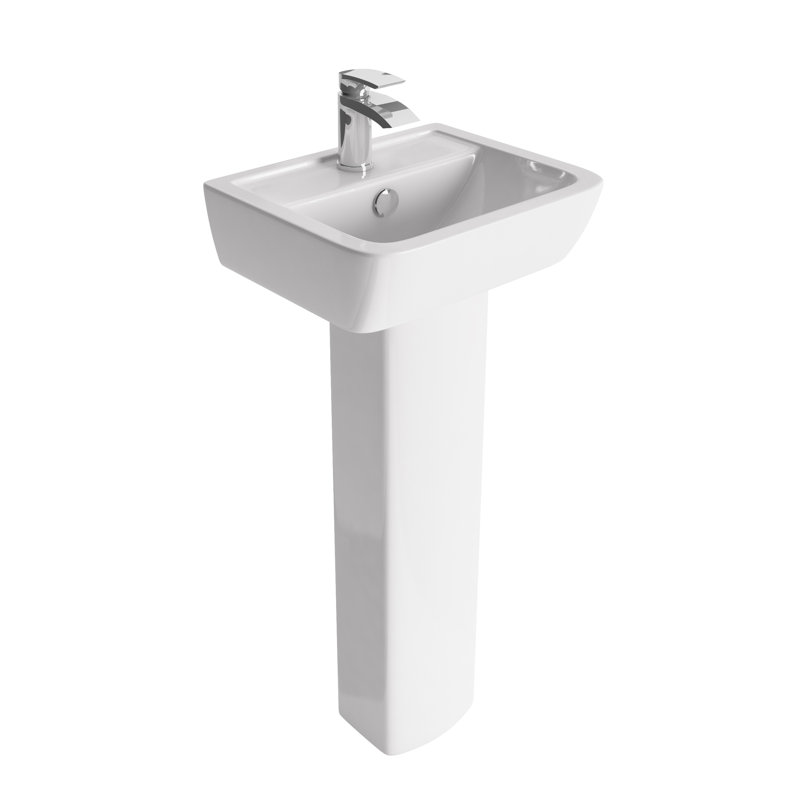 White Stone Railway 855mm L x 450mm W White Ceramic Rectangular Sink with Overflow