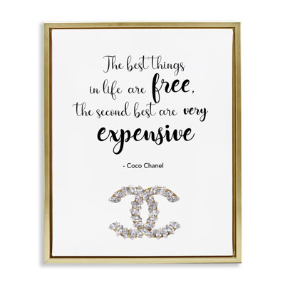 Best Things In Life Fashion Phrase Gold Framed Floater Canvas Wall Art by Ziwei Li