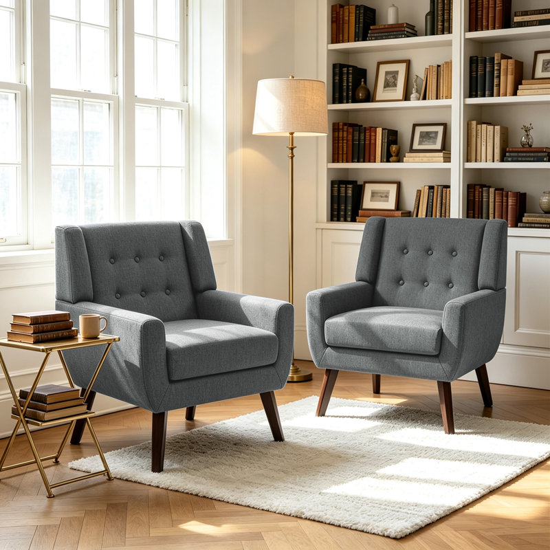 Fauteuil Davey, Mélange de lin gris