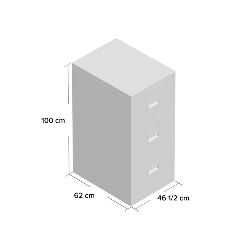 46.5cm Wide 3 -Drawer Steel File Cabinet, White