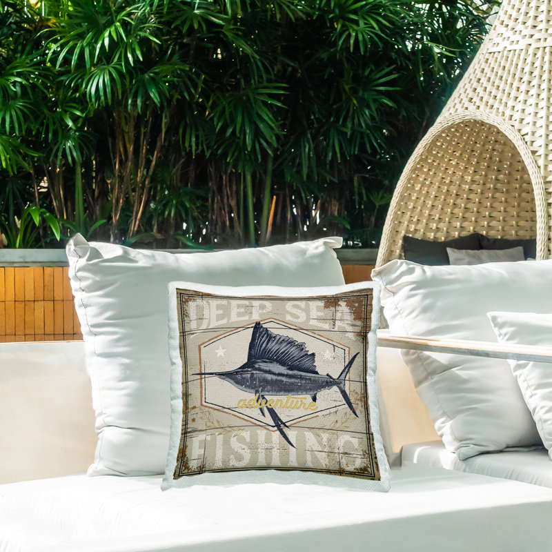 Coussin d'extérieur imprimé homard Chesapeake Bay, design par Jennifer Pugh