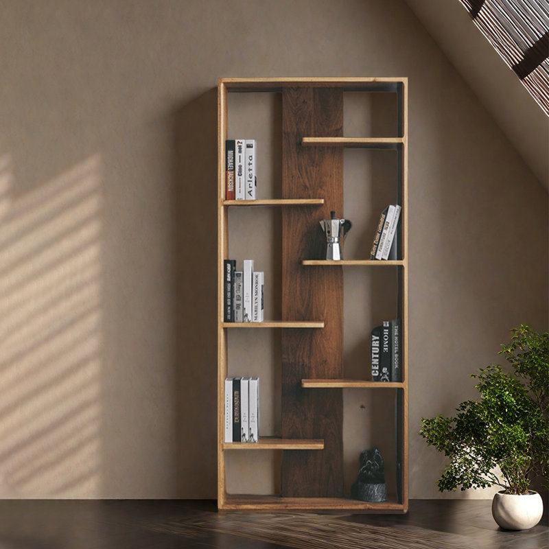 Bibliothèque américaine style rétro, (7 tablettes) H 73,23 po x l 31,5 po x P 13,39 po