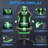 Soontrans Gaming Chair with Footrest High Back Ergonomic Computer Gamer Chair with Massage and Headrest Lumbar Support Swivel Office Game Chair for Adults, Green-602580930