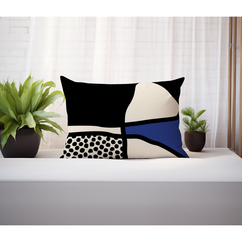 Coussin lombaire réversible intérieur / extérieur Jai Abstract, H 14 po x l 20 po, Marine