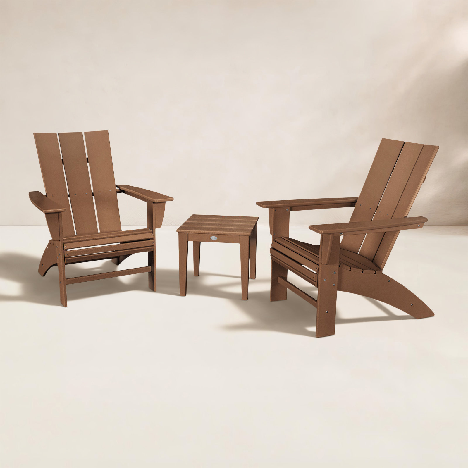 POLYWOOD® Modern Adirondack 2-Person Patio Seating Group, Teak