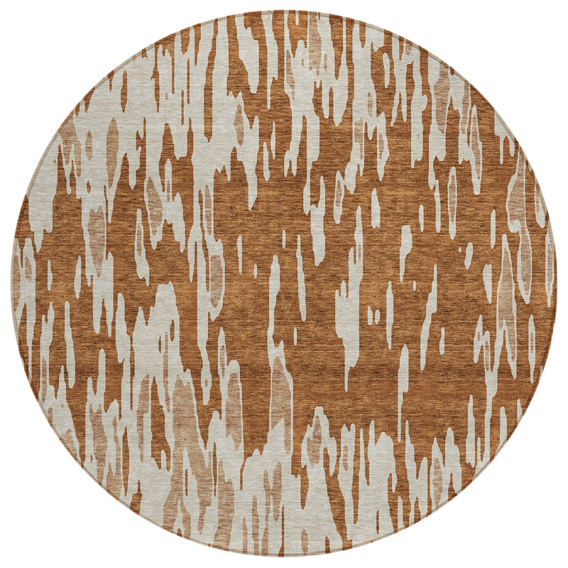 Tapis rectangulaire Aleighna avec envers antidérapant, Rond 8 pi