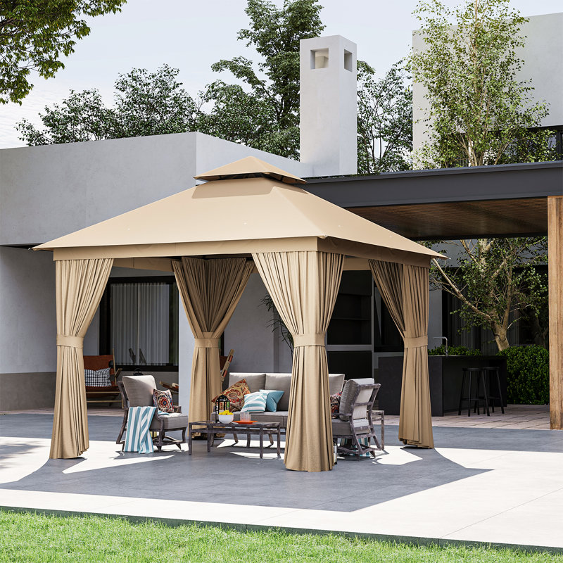 10 Ft. W X 10 Ft. D Steel Patio Gazebo The Soft Roof Gazebos, Beige