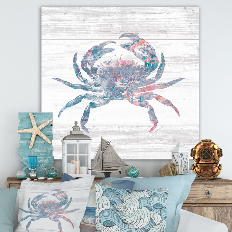 «Pink Crab Ocean Life», reproduction d'art sur toile tendue, H 16 po x l 16 po x P 1 po