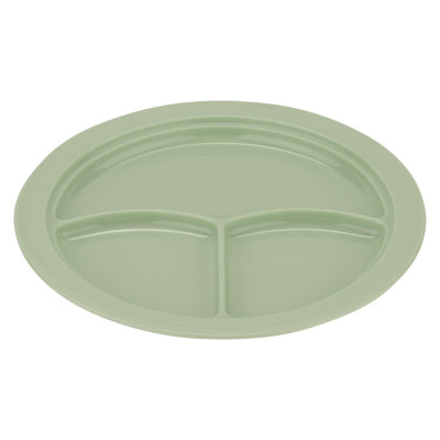 G.E.T. Heavy-Duty 3 Compartment Plastic Divided Compartment Plates, Deep Sided, 10", Green Set of 12