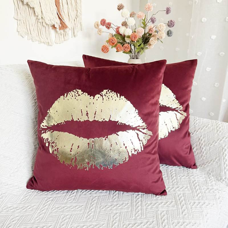 Housse de coussin couleur unie or (ensemble de 2), 18 po x 18 po, Rouge