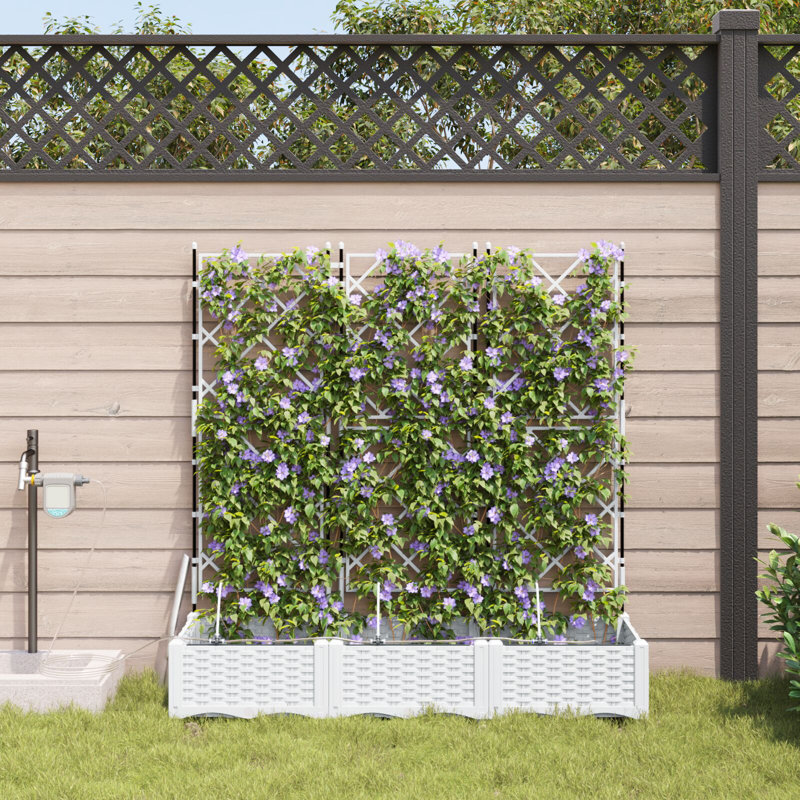 Garden Planter Plastic Resin Planters, 126cm H x120cm W x 40cm D, White