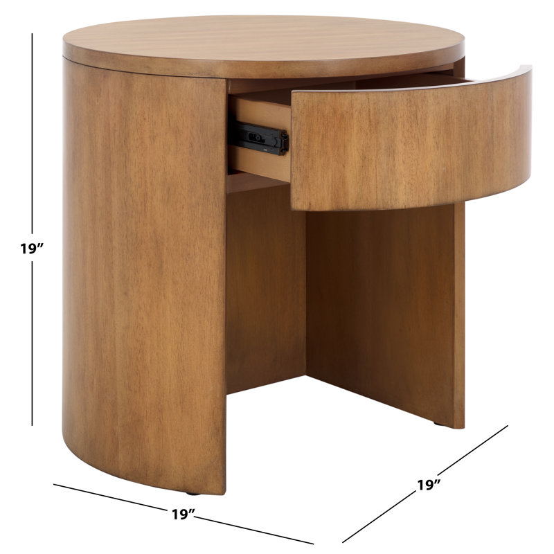 Daiya Round 1 Draw Wood Nightstand, Natural