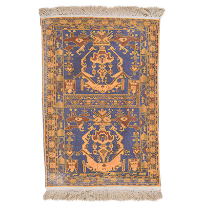 Hand Knotted Wool Area Rug in Navy