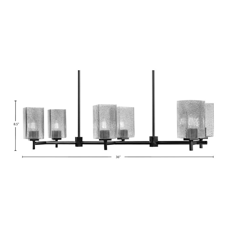 Luminaire pour îlot de cuisine 6 lumières Franklin, Noir mat