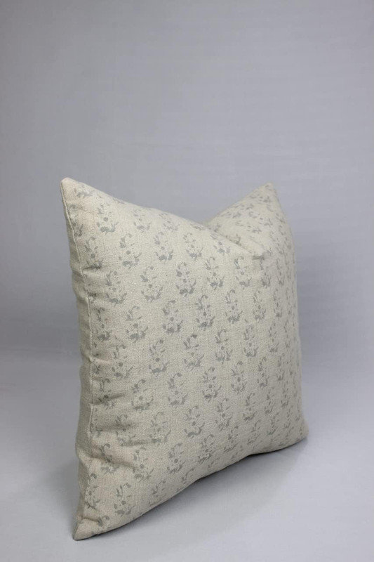 Linen Indoor/Outdoor Pillow Cover, 22" x 22", Beige Floral 2, Square