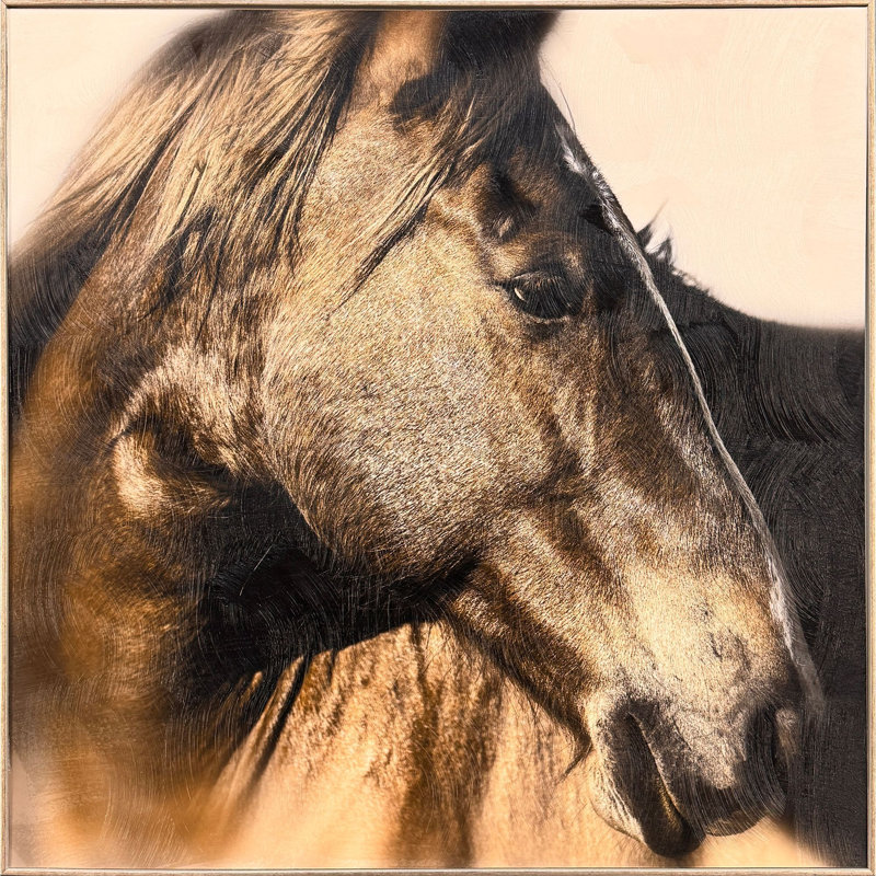 Cheval brun, art encadré sans verre