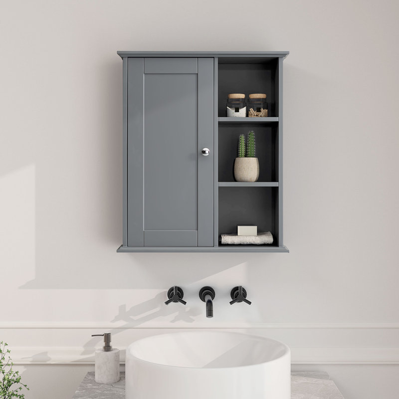 24 in.Wall Bathroom Cabinet Over The Toilet Storage,Bathroom Wall Cabinet with Adjustable Shelf, Gray