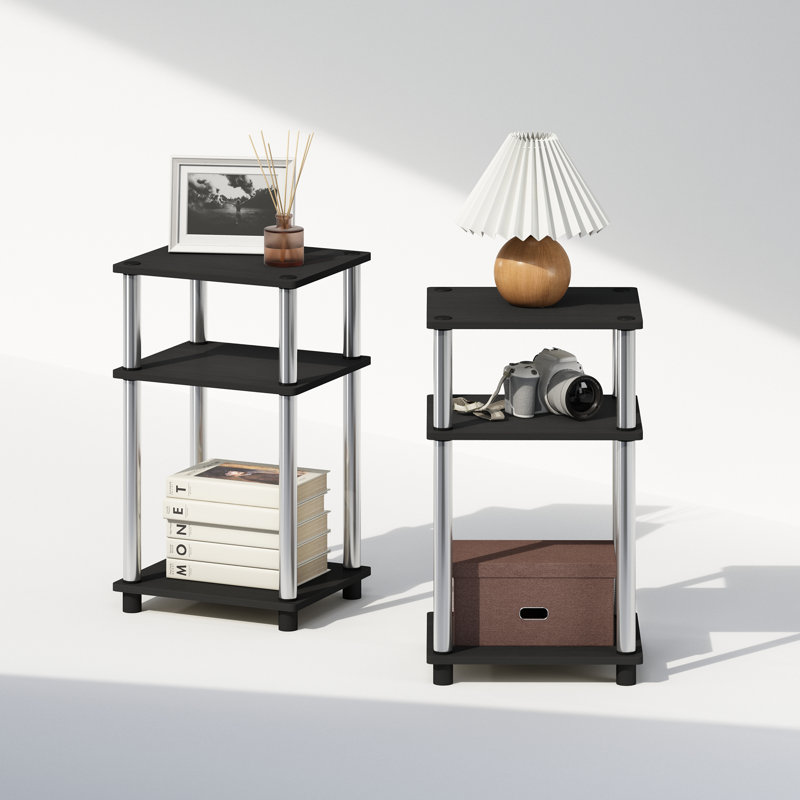 Calvina 22.8'' Tall Nightstand, Set of 2, Stainless Steel/Americano