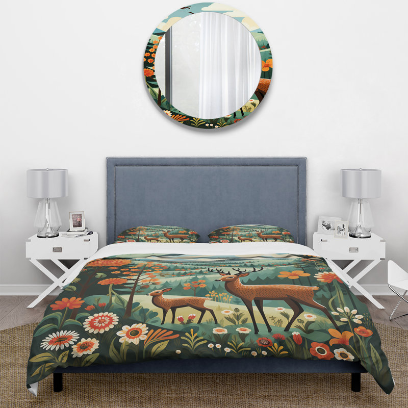Ensemble de housse de couette orange et vert, Housse de couette pour très grand lit
