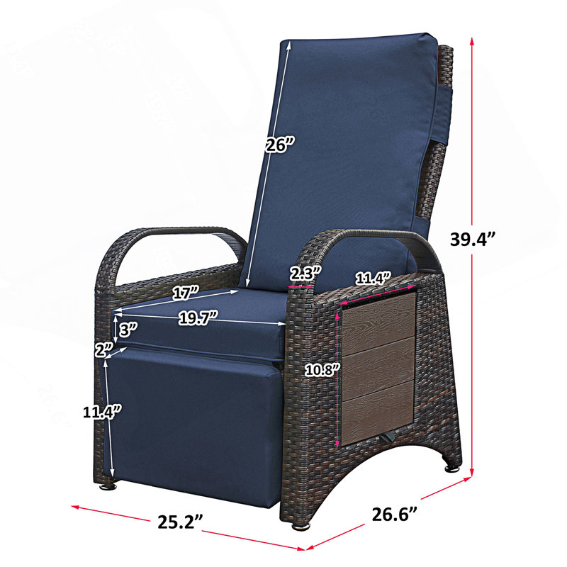 Fauteuil inclinable d'extérieur, fauteuil inclinable réglable, Marine