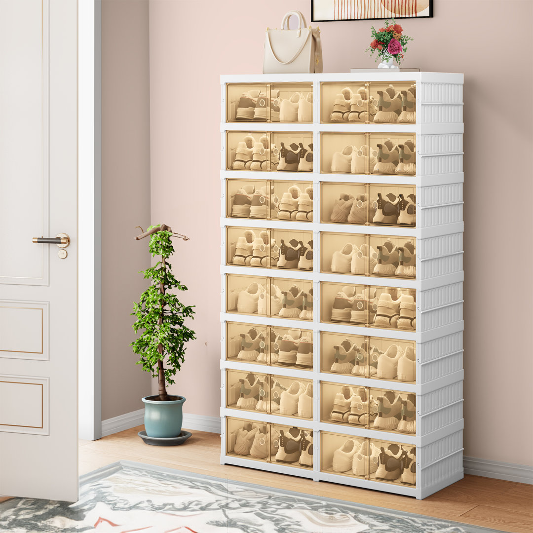 32 Pair Stackable Shoe Storage Cabinet Ivy Bronx