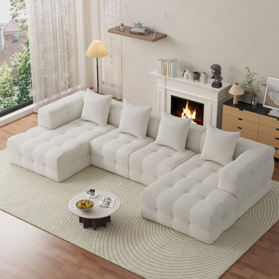 136 Inch Oversized U Shaped Modular Sectional Sofa with Double Chaise