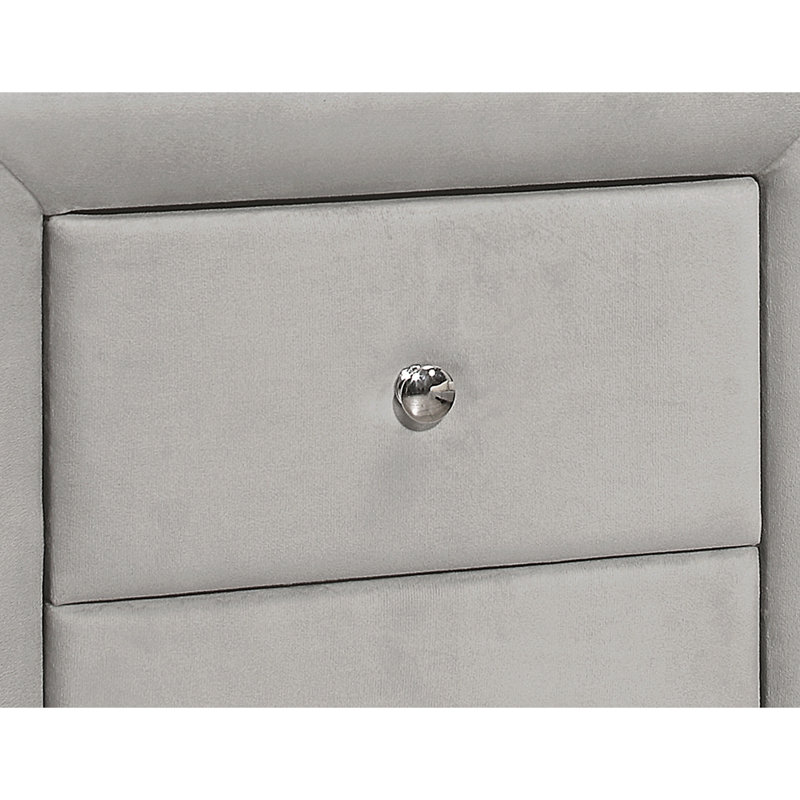 Table de chevet, table de chevet, bout, côté, lampe, tiroir de rangement, chambre à coucher, velours rembourré, transitionnel