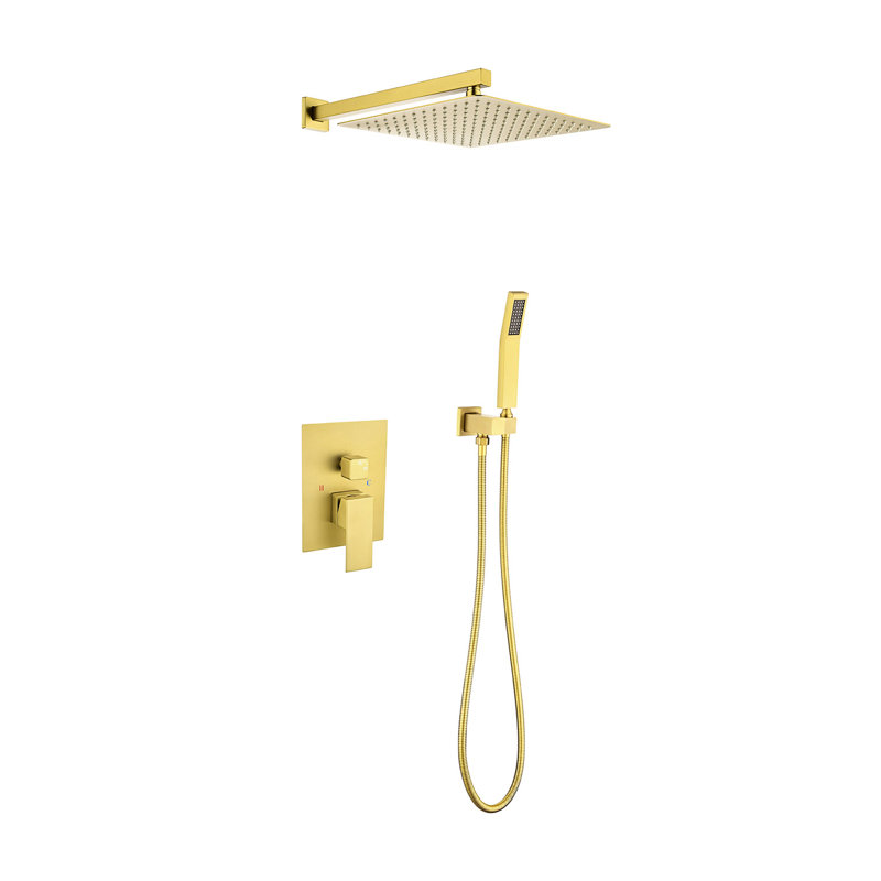 10" Rain Shower Head Wall Mount Setup With Head, Hose, Valve And Control, Brass & Stainless Steel, Enhanced Water , Comfortable Shower, Brushed Gold, Bathroom Addition Kit Construction Bracket,