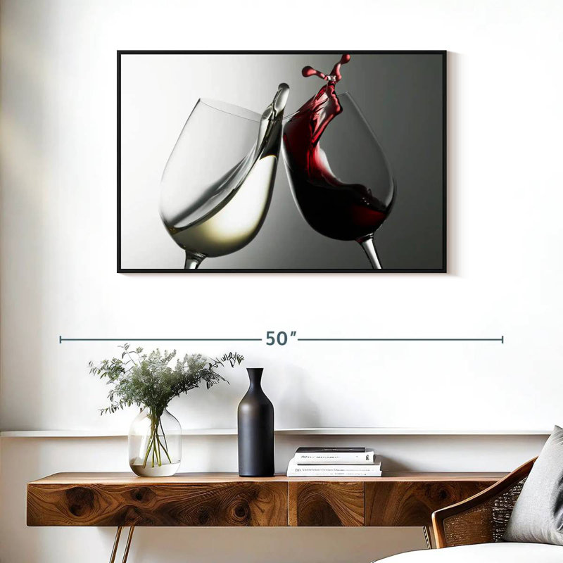 Blanc et vin rouge, Cadre flottant noir, 37 po x 25 po